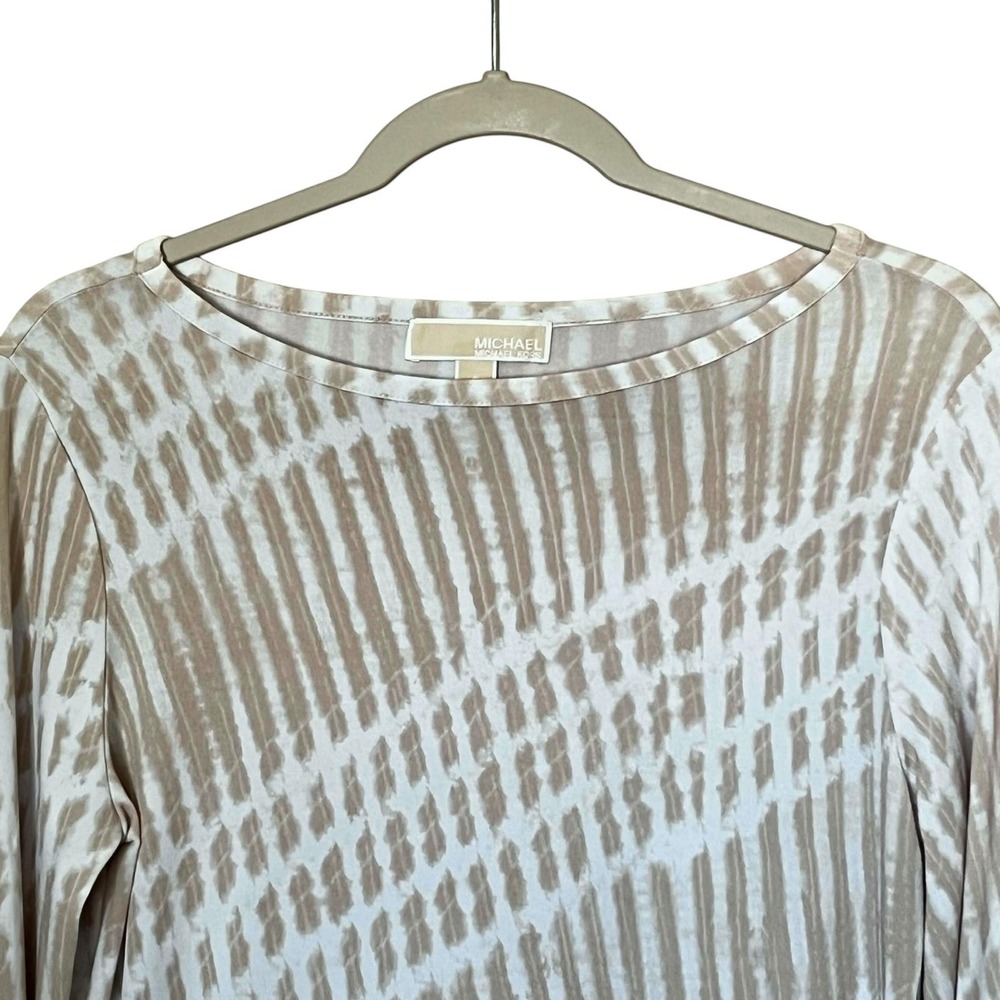 Michael Kors Dress Womens Small Beige White Tie Dye Crochet Trim Boho 3/4 Sleeve - Picture 4 of 11